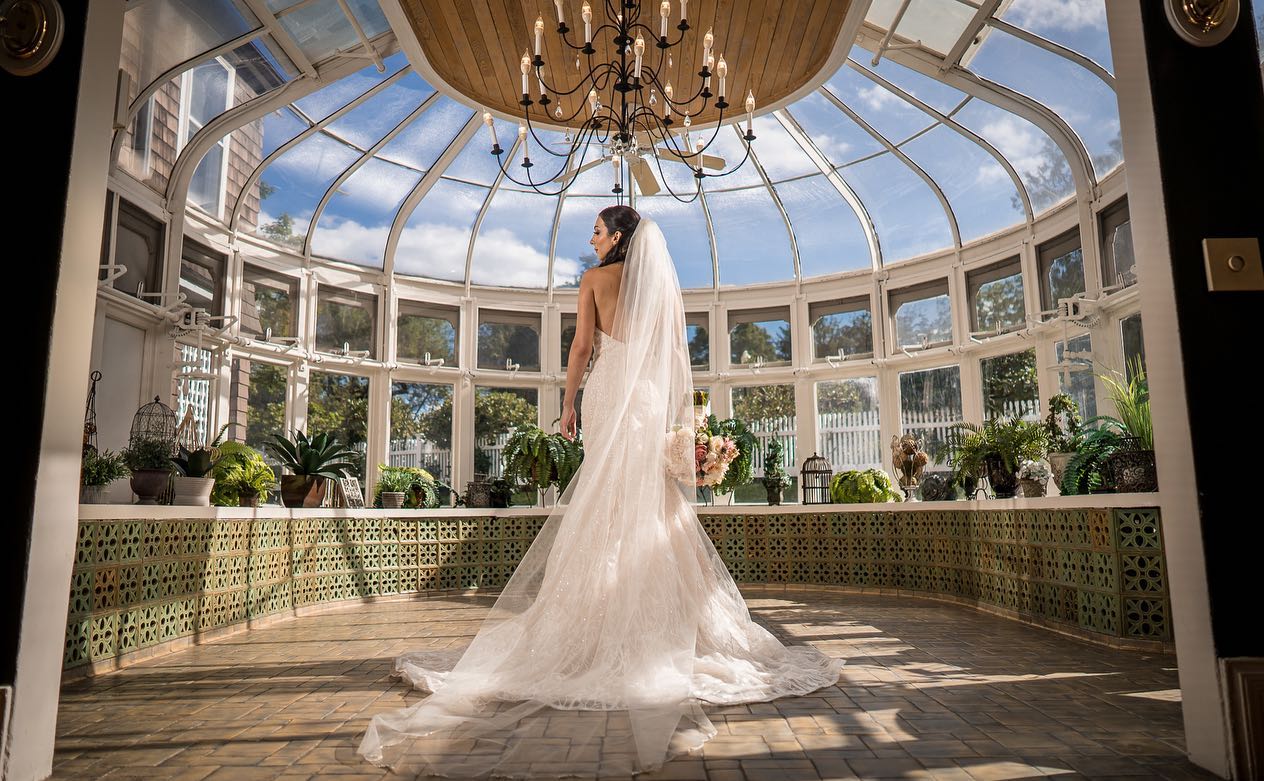 First Loo "Take Two" summer-first-look-bride-in-glass-conservatory